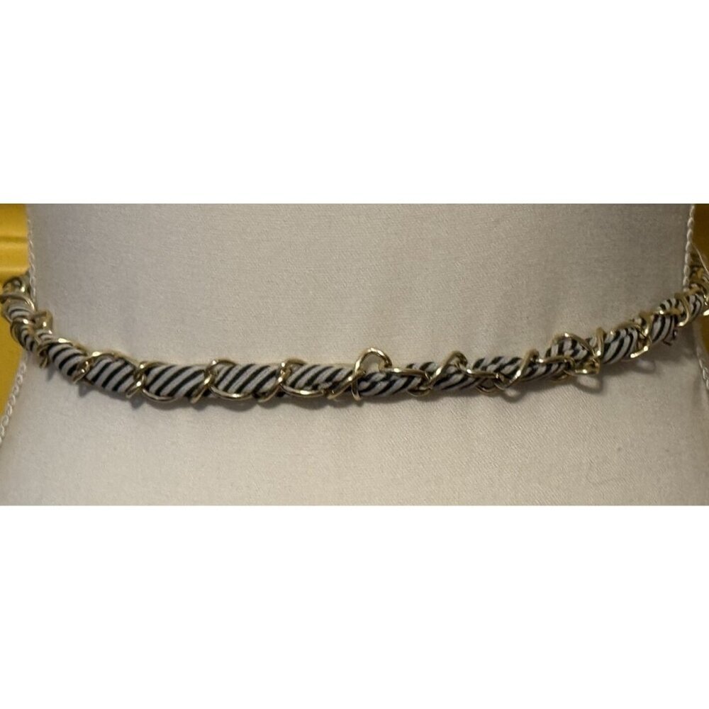 Brown Beige Stripes Round Braided Gold Chain‎ Rope Strap Belt Women Glam Rock